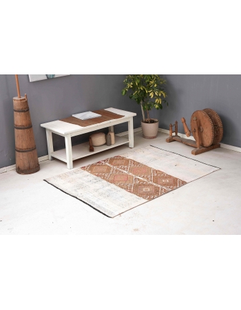 Vintage Small Decorative Kilim Rug - 4`1″ x 5`9″