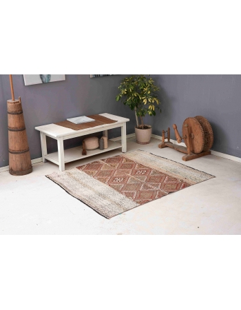 Decorative Turkish Vintage Kilim Rug - 4`6″ x 5`4″
