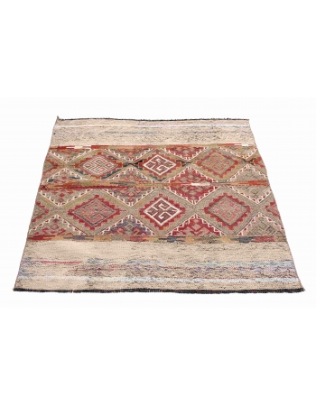 Decorative Vintage Turkish Kilim Rug - 3`6″ x 4`7″