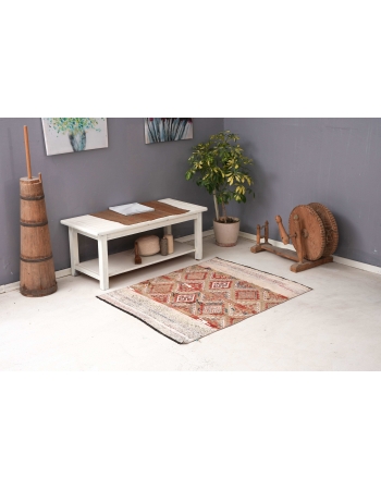 Decorative Vintage Turkish Kilim Rug - 3`6″ x 4`7″