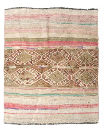 Vintage Turkish Decorative Small Kilim - 3`11″ x 4`9″