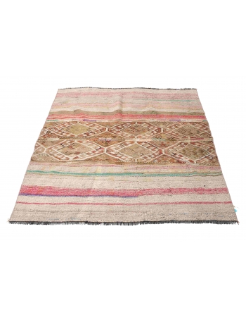 Vintage Turkish Decorative Small Kilim - 3`11″ x 4`9″