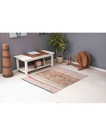 Vintage Turkish Decorative Small Kilim - 3`11″ x 4`9″