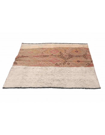Decorative Faded Vintage Kilim Rug - 3`7″ x 4`0″