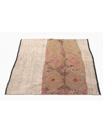 Decorative Faded Vintage Kilim Rug - 3`7″ x 4`0″