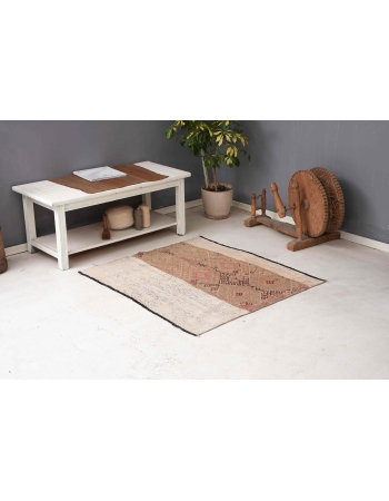 Decorative Faded Vintage Kilim Rug - 3`7″ x 4`0″