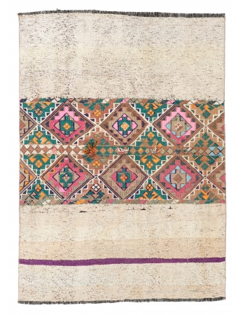 Unique Vintage Decorative Kilim Rug - 3`7″ x 4`11″