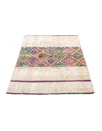Unique Vintage Decorative Kilim Rug - 3`7″ x 4`11″