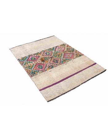 Unique Vintage Decorative Kilim Rug - 3`7″ x 4`11″
