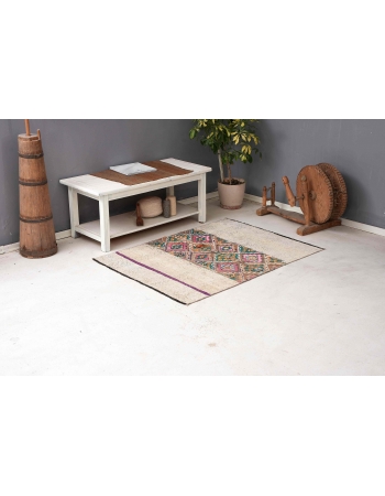 Unique Vintage Decorative Kilim Rug - 3`7″ x 4`11″