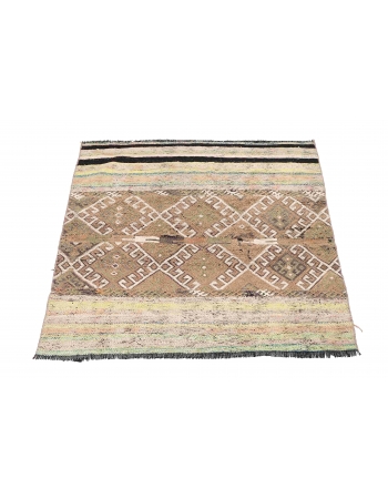Vintage Turkish Small Kilim Rug - 3`4″ x 3`9″