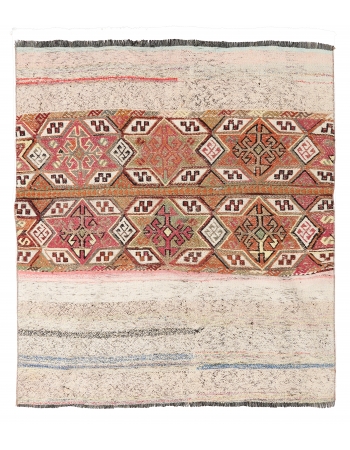Vintage Turkish Decorative Small Kilim - 4`2″ x 4`7″