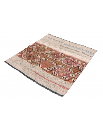 Vintage Turkish Decorative Small Kilim - 4`2″ x 4`7″