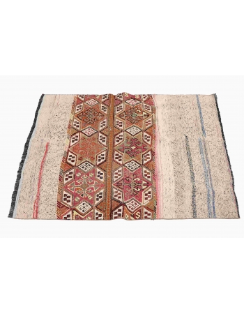 Vintage Turkish Decorative Small Kilim - 4`2″ x 4`7″