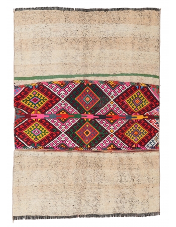 Colorful Vintage Small Kilim Rug - 3`10″ x 5`3″