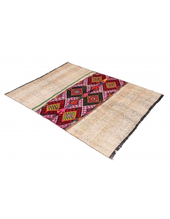 Colorful Vintage Small Kilim Rug - 3`10″ x 5`3″
