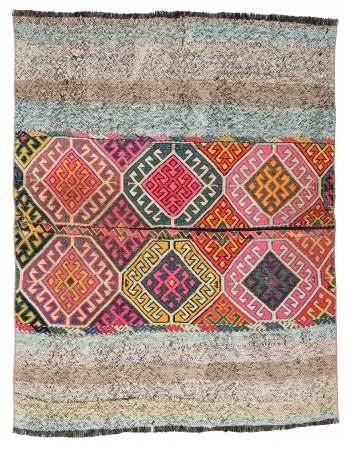 Colorful Vintage Small Kilim Rug - 3`7″ x 4`5″