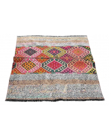 Colorful Vintage Small Kilim Rug - 3`7″ x 4`5″