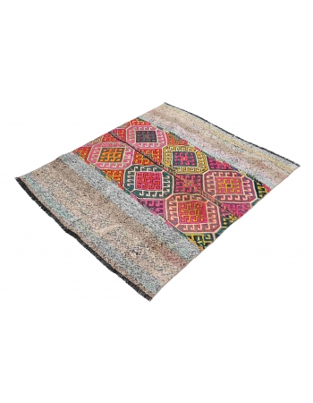 Colorful Vintage Small Kilim Rug - 3`7″ x 4`5″