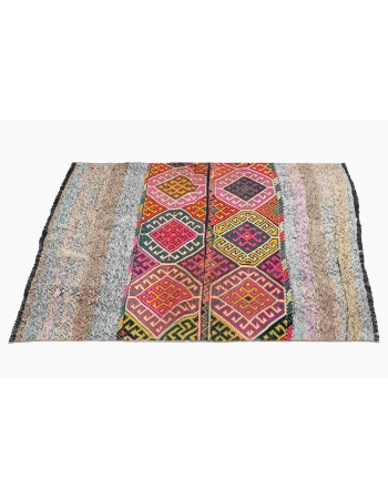 Colorful Vintage Small Kilim Rug - 3`7″ x 4`5″