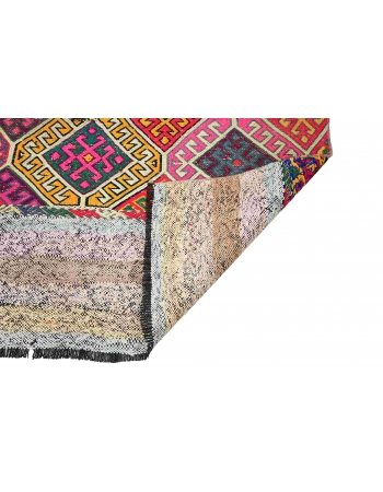 Colorful Vintage Small Kilim Rug - 3`7″ x 4`5″