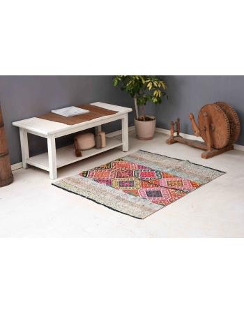Colorful Vintage Small Kilim Rug - 3`7″ x 4`5″
