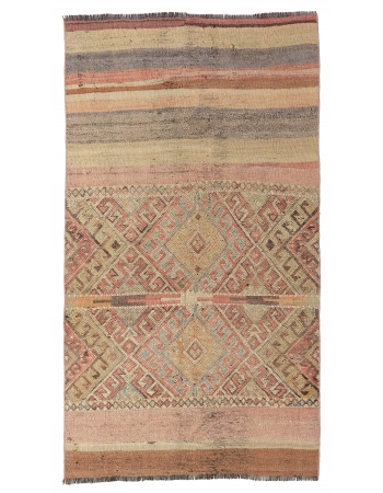Faded Vintage Decorative Kilim Rug - 2`10″ x 5`0″