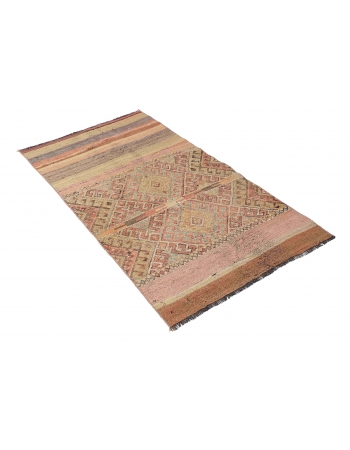 Faded Vintage Decorative Kilim Rug - 2`10″ x 5`0″