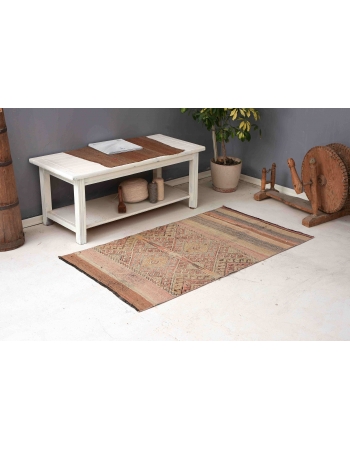 Faded Vintage Decorative Kilim Rug - 2`10″ x 5`0″