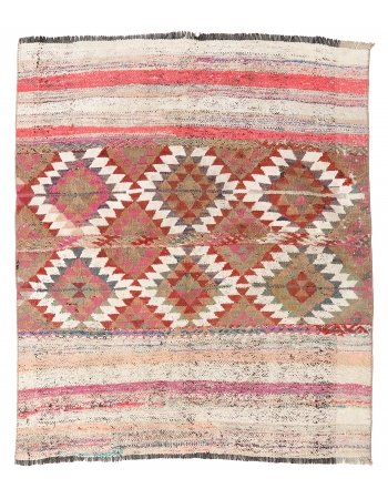 Decorative Vintage Small Kilim Rug - 3`10″ x 4`6″