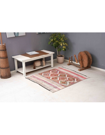 Decorative Vintage Small Kilim Rug - 3`10″ x 4`6″