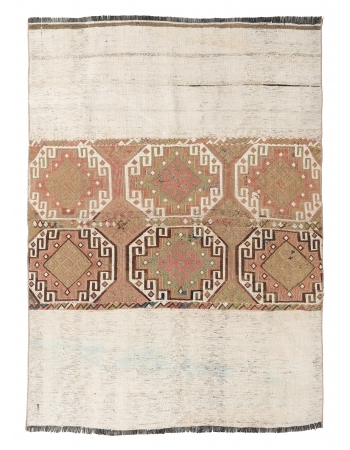 Vintage Modern Small Kilim Rug - 4`1″ x 5`3″