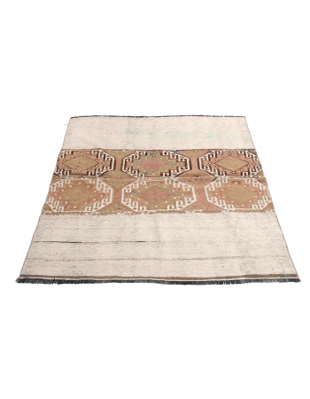 Vintage Modern Small Kilim Rug - 4`1″ x 5`3″