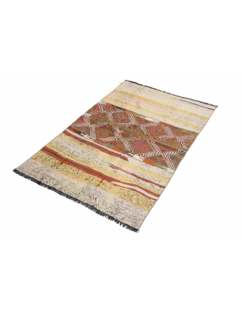 Vintage Decorative Turkish Kilim Rug - 3`2″ x 5`1″