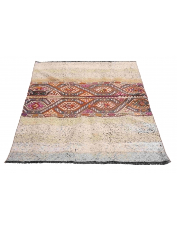 Vintage Decorative Turkish Kilim Rug - 4`1″ x 5`3″
