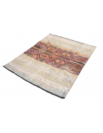 Vintage Decorative Turkish Kilim Rug - 4`1″ x 5`3″