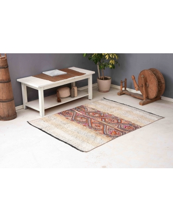 Vintage Decorative Turkish Kilim Rug - 4`1″ x 5`3″