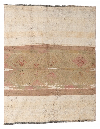 Faded Vintage Decorative Kilim Rug - 4`1″ x 5`1″