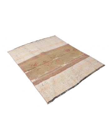Faded Vintage Decorative Kilim Rug - 4`1″ x 5`1″