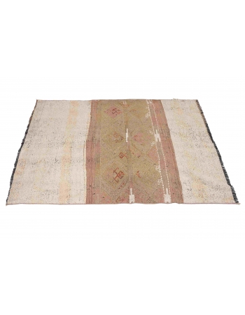 Faded Vintage Decorative Kilim Rug - 4`1″ x 5`1″