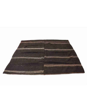 Vintage Dark Brown Modern Kilim Rug - 8`0″ x 8`4″