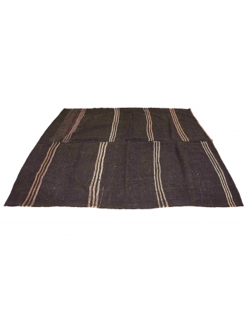 Vintage Dark Brown Modern Kilim Rug - 8`0″ x 8`4″