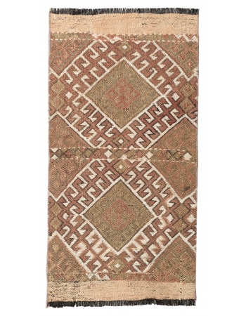 Embroidered Vintage Mini Kilim Rug - 1`7″ x 3`1″
