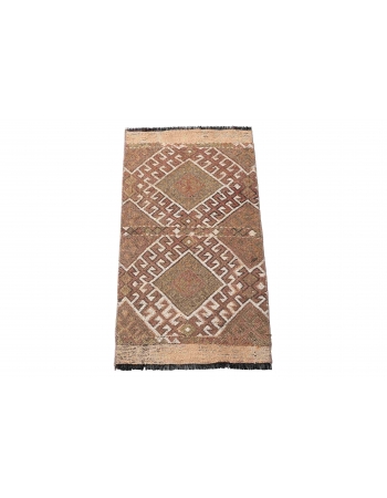 Embroidered Vintage Mini Kilim Rug - 1`7″ x 3`1″