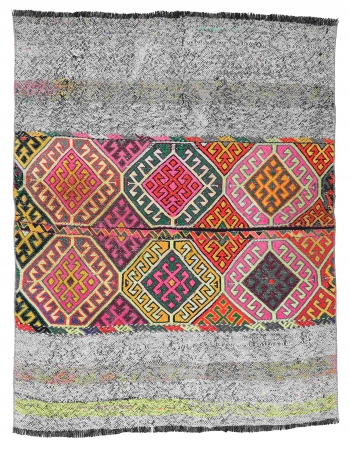 Colorful Vintage Small Kilim Rug - 3`7″ x 4`5″