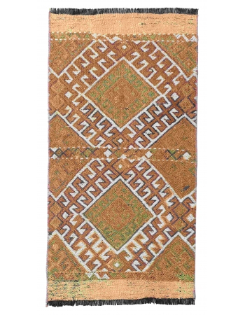 Embroidered Vintage Mini Kilim Rug - 1`7″ x 3`1″