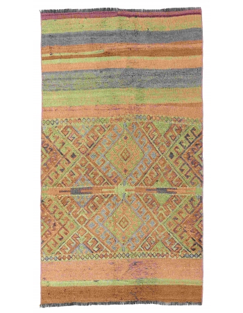 Faded Vintage Decorative Kilim Rug - 2`10″ x 5`0″