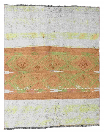 Faded Vintage Decorative Kilim Rug - 4`1″ x 5`1″