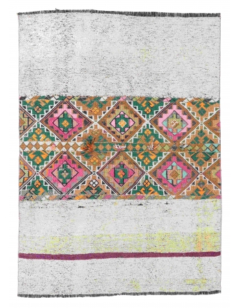 Unique Vintage Decorative Kilim Rug - 3`7″ x 4`11″