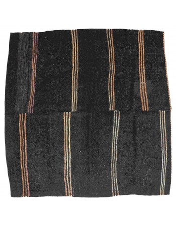 Vintage Dark Brown Modern Kilim Rug - 8`0″ x 8`4″